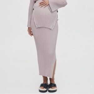 LEGOE Heritage Maternity Ribbed Midi Skirt Dusty Pink Sz 10